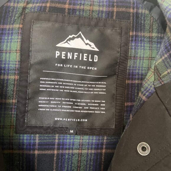 Men's Windproof Fall/Winter Penfield Parka -Black w. Plaid flannel lining - Med - Picture 8 of 14